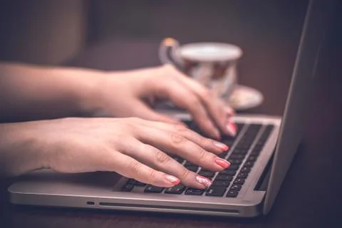 Hands on keyboard Stock Photos
