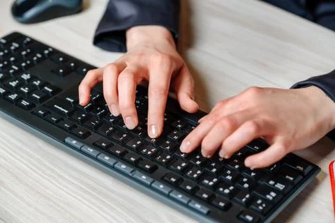 Hands with keyboard Foto stock