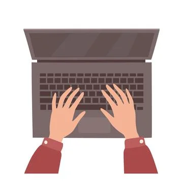 Hands on the keyboard top view. Stock Illustration