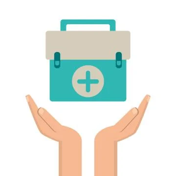 Hands with kit first aid design Stock Illustration