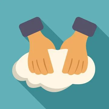 Hands kneading dough for baking and cooking illustration Stock Illustration