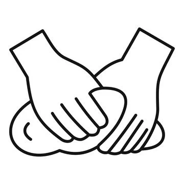 Hands kneading dough for baking bread icon Stock Illustration