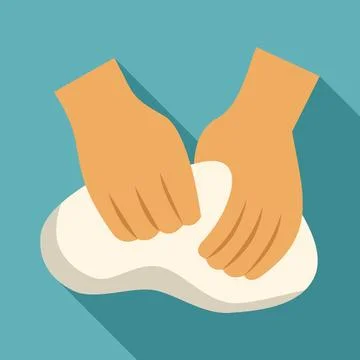 Hands kneading dough for baking in flat design 스톡 일러스트