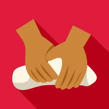 Hands kneading dough for baking preparation flat design Stock Illustration
