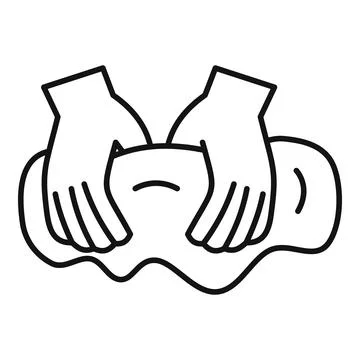 Hands kneading dough for baking preparation icon Stock Illustration