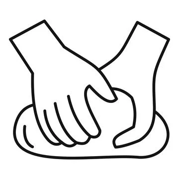 Hands kneading dough for baking preparation line icon Stock Illustration
