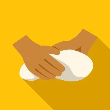 Hands kneading dough for baking preparation on yellow Illustrazione stock