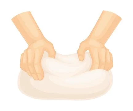 Hands Kneading Dough for Bread Cooking Vector Illustration Stock Illustration
