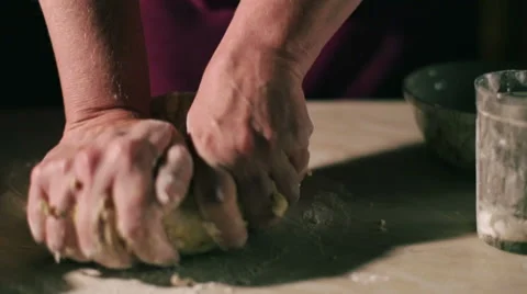 Hands kneading a dough Stock Footage 49672302