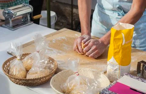 Hands kneading the dough Stock Photos