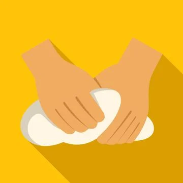 Hands kneading dough preparation for baking icon Stock Illustration