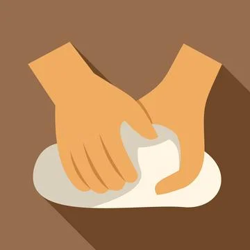 Hands kneading dough, preparing to bake bread Stock Illustration