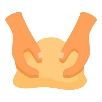 Hands kneading dough, preparing for baking bread or pizza Stockillustratie