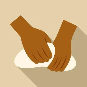 Hands kneading dough, preparing ingredients for baking イラスト素材