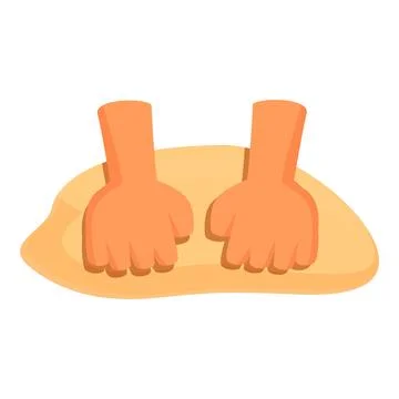 Hands kneading dough on table, baking bread and cookies Stock Illustration