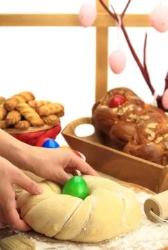 Hands kneading the Easter bread dough Stock Photos