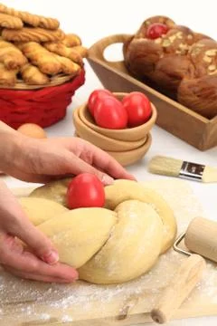 Hands kneading the Easter bread dough Stock Photos