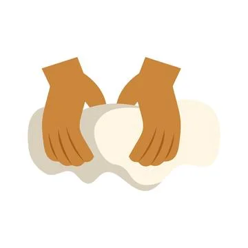 Hands kneading fresh dough for bread making Stock Illustration