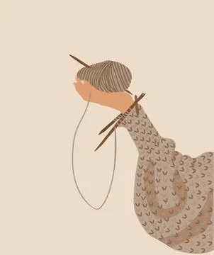 Hands with knit. Stock Illustration