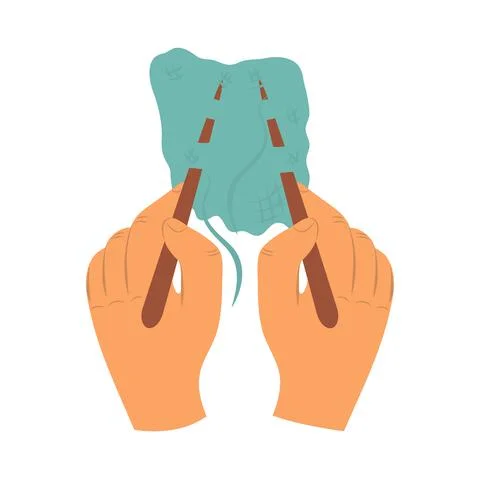 Hands knit threads Stock Illustration