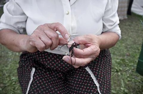 Hands knitting Stock Photos