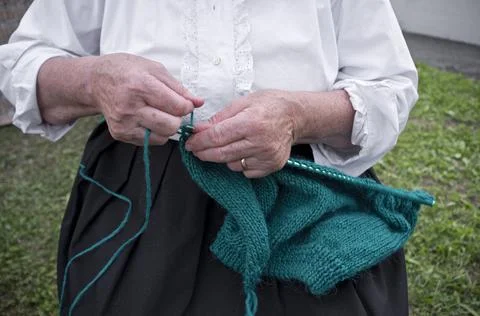 Hands knitting Stock Photos