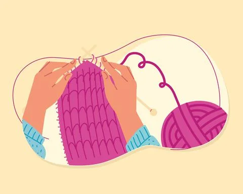 Hands knitting scarf Illustrazione stock