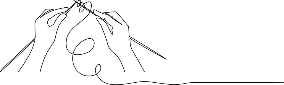 Hands knitting a sweater Vector Ilustración de archivo
