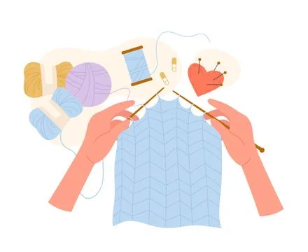 Hands knitting workshop Illustration