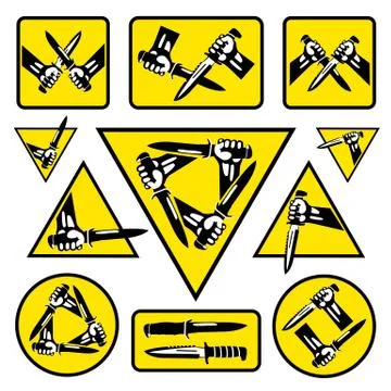 Hands with knives Stock Illustration