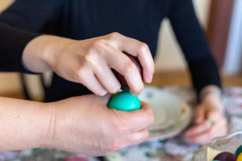 Hands Knocking Eggs Stock Photos