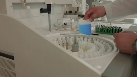 Hands of laboratory assistant  Stock Footage 81323246