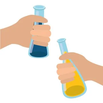 Hands with laboratory instruments in white background Illustrazione stock