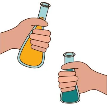 Hands with laboratory instruments in white background Illustrazione stock