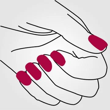 Hands of a lady with painted nails  Stock Illustration