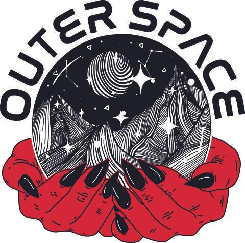 Hands on landscape with slogan Illustrazione stock