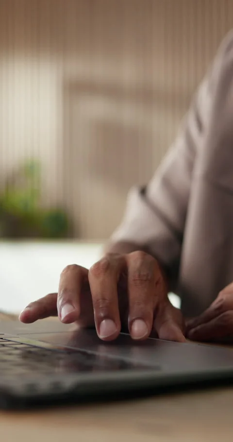 Hands, laptop and scroll with project in office, editing and graphic design Stock Footage 334308104