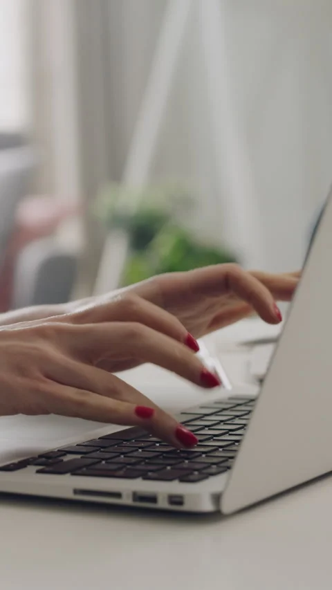 Hands, laptop and typing with remote work from home with financial review, Stock Footage 329839778