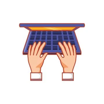Hands with laptop computer Illustrazione stock