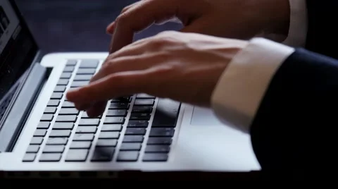 Hands with laptop computer keyboard Stock-Footage 49252187