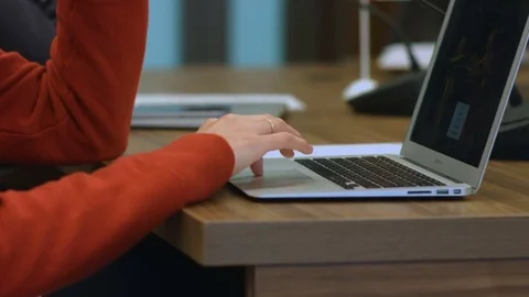 Hands on laptop Stock Footage 69812138