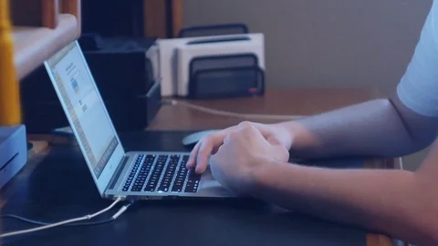 Hands at Laptop Stock Footage 74513345