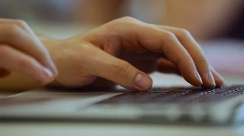 Hands on Laptop Keyboard, Using a Touchpad Stock Footage 67417510