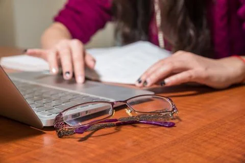 Hands on laptop Stock Photos