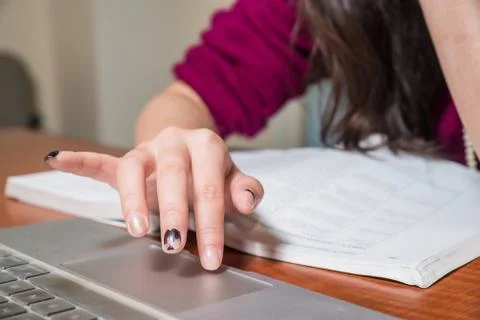 Hands on laptop Stock Photos