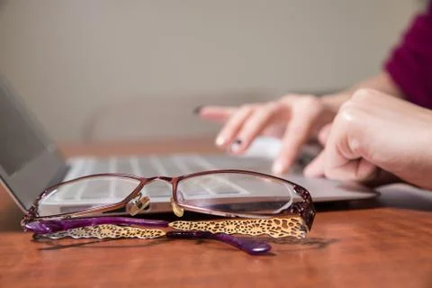 Hands on laptop Stock Photos