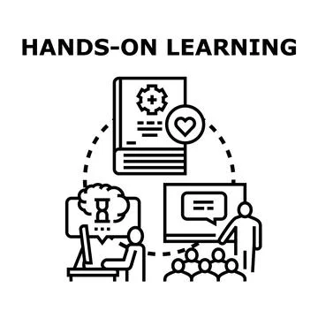 Hands on learning concept with practical education and skill development Illustrazione stock
