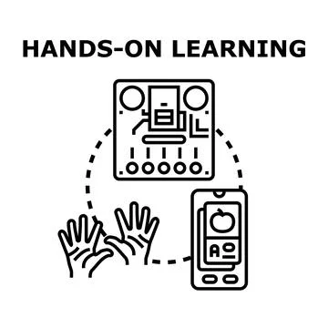 Hands on learning concept with technology for education Stock Illustration