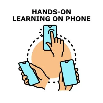 Hands on learning experience using mobile phone application Illustrazione stock
