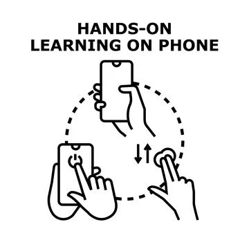 Hands on learning using smartphone educational applications Illustrazione stock